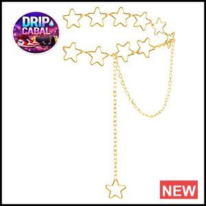 Gold Star Waist Chain Belt Adjustable Link Metal Jewelry Y2K Elegant Chic